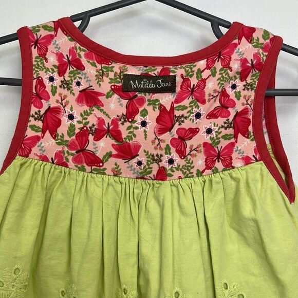 Matilda Jane lime green eyelet and butterfly patterned mixed Media dress size 4 - Picture 9 of 15